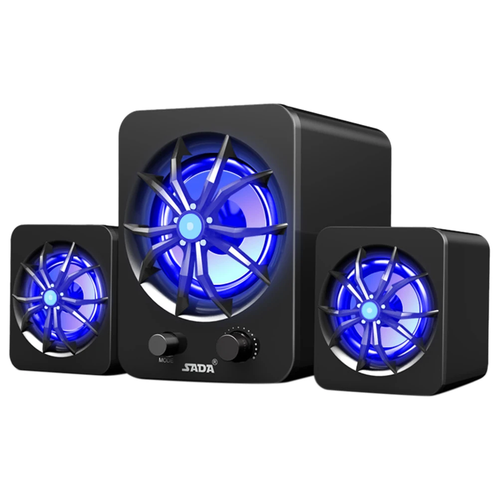 Speaker Set Colorful LED USB Wired Desktop Home Computer Subwoofer Stereo Music Multifunctional Plastic Player Laptop Bass