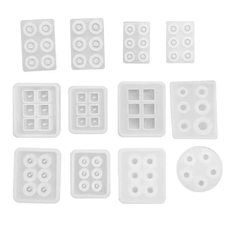 

12Pcs All Sizes Round Square Roundle Beads Resin Molds Gemstone Jewelry Making