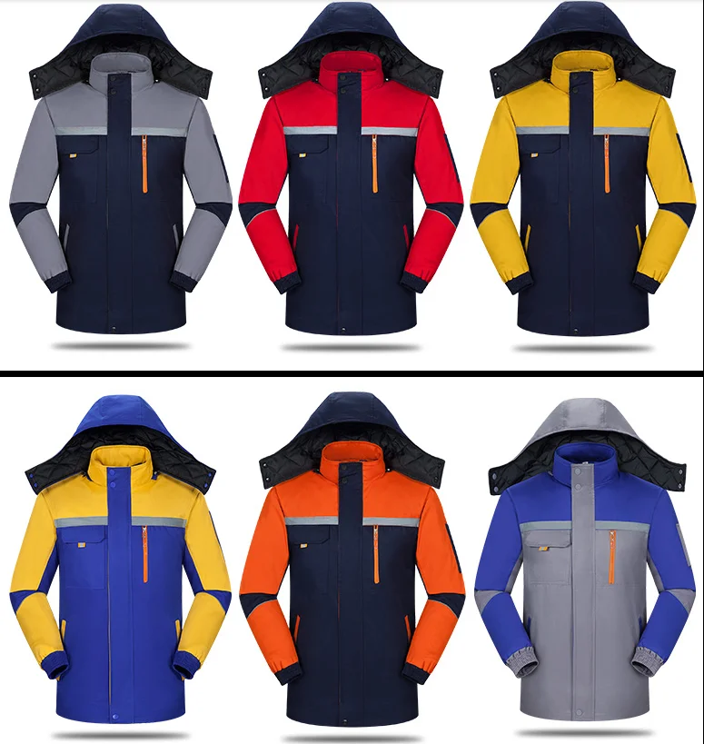 Roupas de trabalho de inverno algodau masculino grosso roupas de prova de vento frio algodau jaqueta removativel forro