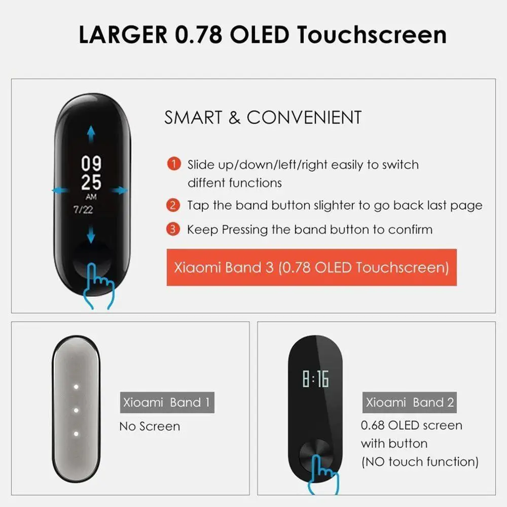 Браслет Xiaomi 3 водонепроницаемые спортивные умные часы для мужчин и женщин, бегущий браслет с шагомером 3