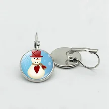 Рождественские рождественские кольца в виде снеговика, модные ретро серьги