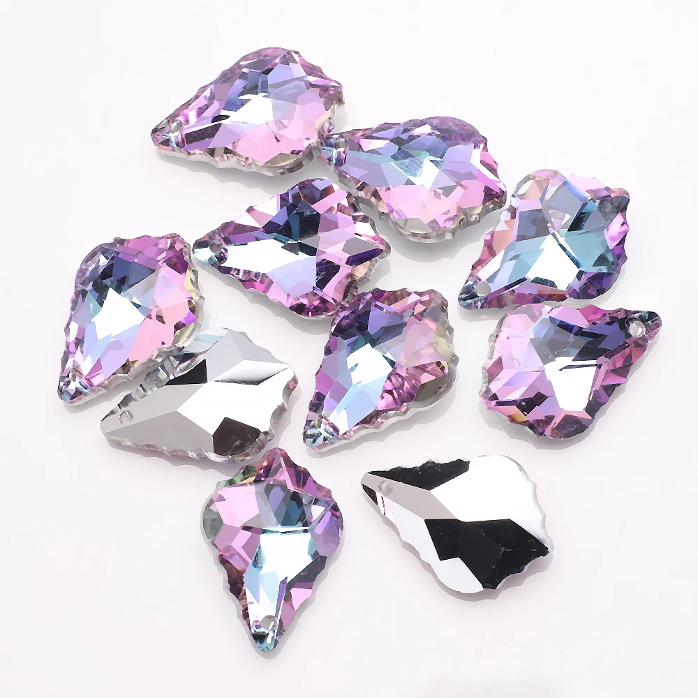 Single Hole Charms Crystal Baroque Pendants Maple Leaf Shape Glass Beads for Jewelry Making Necklace Earrings DIY Best Quality