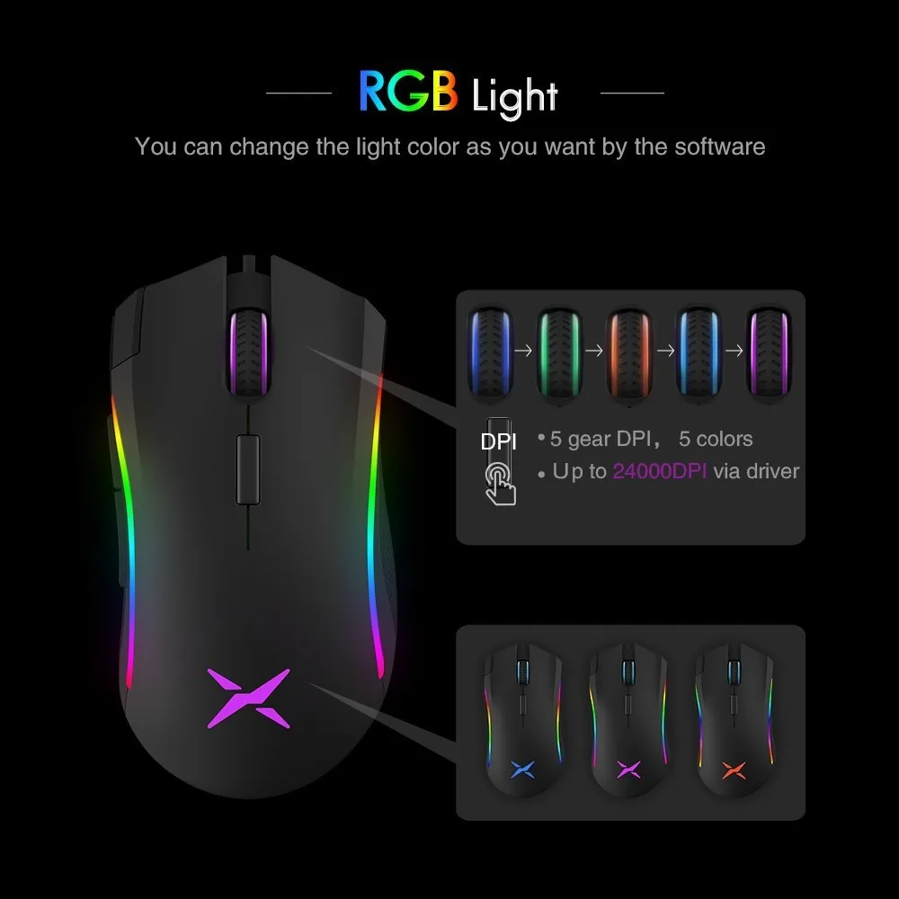Beste Delux M625 Wired Gaming Mouse Ergonomische 7D Max 24000 Dpi Aanpassen Rgb Backlit Muizen Met Wrist Rest Mouse Pad voor Pc
