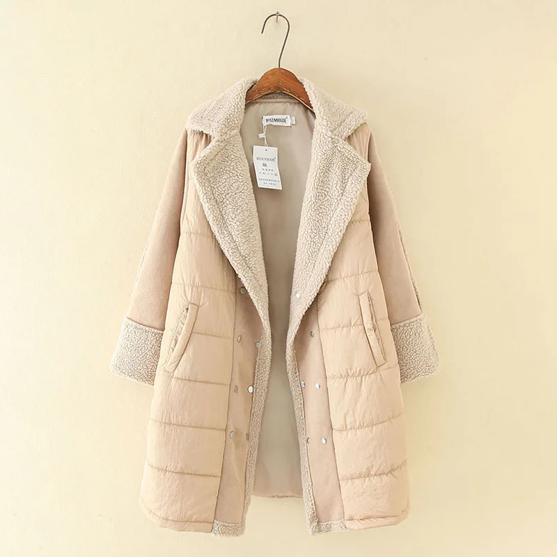 

CHIC Lambs Wool Joint Coat Women's 2019 Winter New Style Berber Fleece Circle Mid-length Thick down Jacket Cotton-padded Clothes