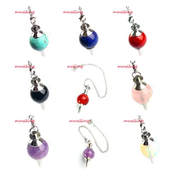 

20mm Natural Stone Transport Bead Lucky Pendulum Chain Dowsing Healing Chakra Hypnosis Pagan Wicca Witch Amulet 1pcs