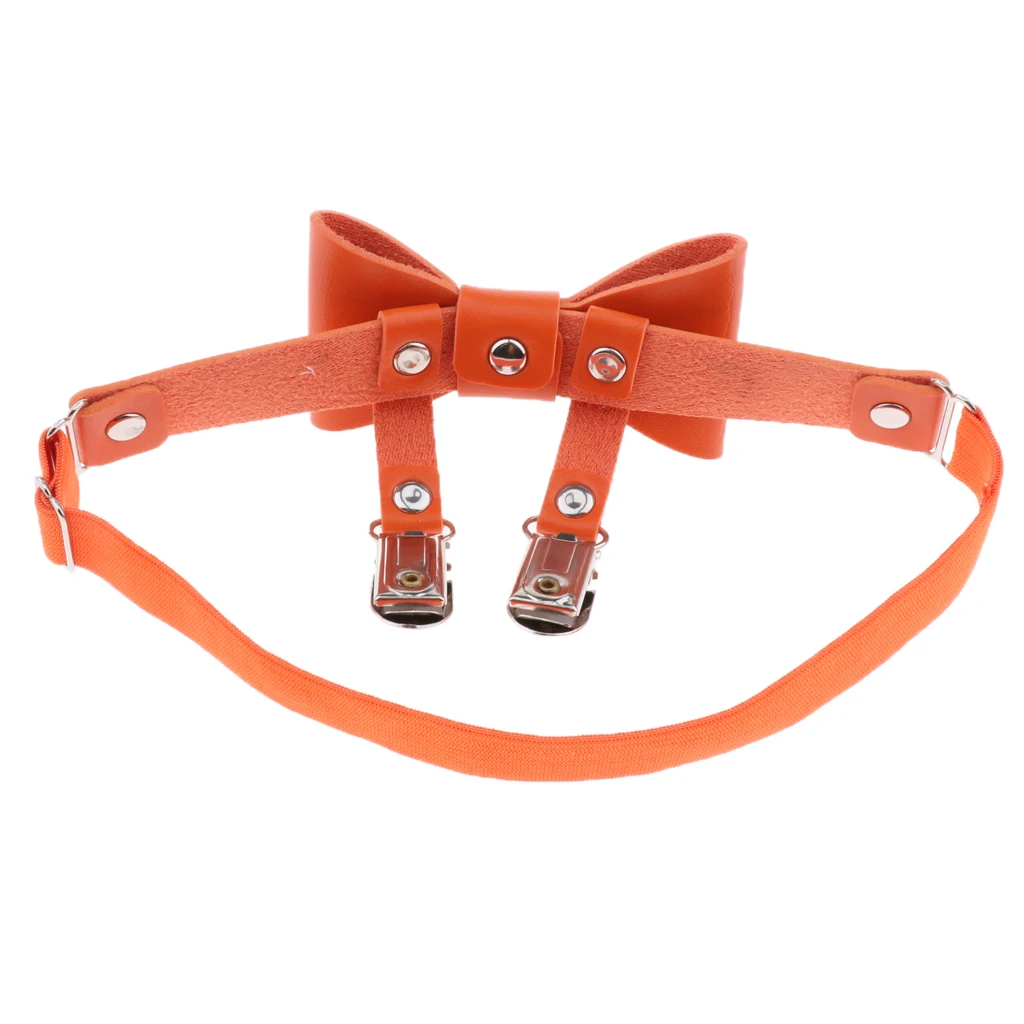 Sexy Women Bowknot Leg Garter Belt Anti-Slip Clips Elastic Punk Leg Harness Thigh Ring Leather Garter Belt Suspender Strap