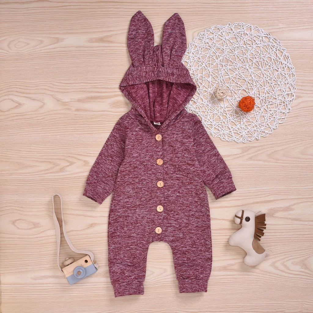 Одежда для малышей, комплект одежды для новорожденных, для мальчиков и девочек с изображением кролика уха сплошной комбинезон мягкие одежды; комбинезон; одежда для детей на осень, Комбинезоны для детей