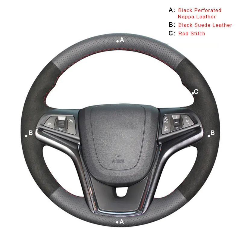 Авто оплетка на руль Крышка для Chevrolet Malibu 2011- вольт 2011- интерьерные Чехлы рулевого колеса автомобиля Стайлинг - Название цвета: Nappa and Suede