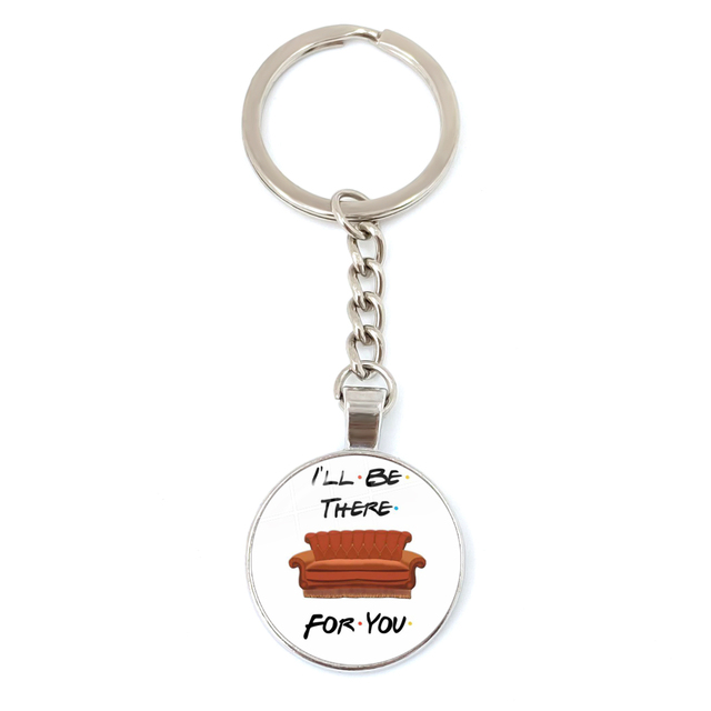 Friends TV Show Pendant Keychain Character Cartoon Fun Pattern 25mm Glass Cabochon Key Ring Keyholder Good Friend Gift