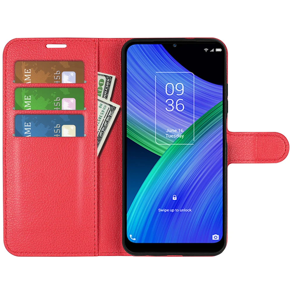Custodia A Portafoglio In PU Per TCL 20R T767H – Con Supporto E Magnete, Colore Rosa/Rosso
