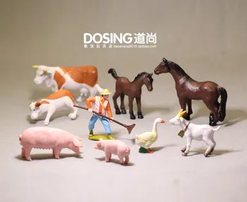 

Miniature Simulation Animal Model Cute Pig Cow Sheep Collectible Figurine Pet Goose Action Figures Toys Kids Doll Home Decor