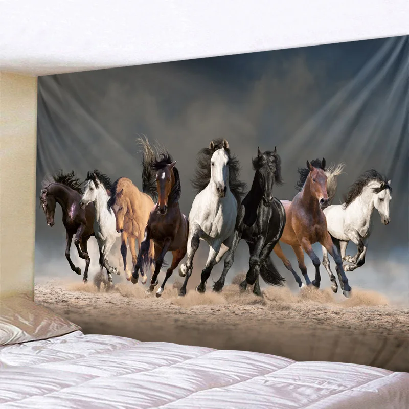 Running horse 3d printing tapestry lion elephant wall hanging polyester fabric home decoration mandala bohemian wall decoration