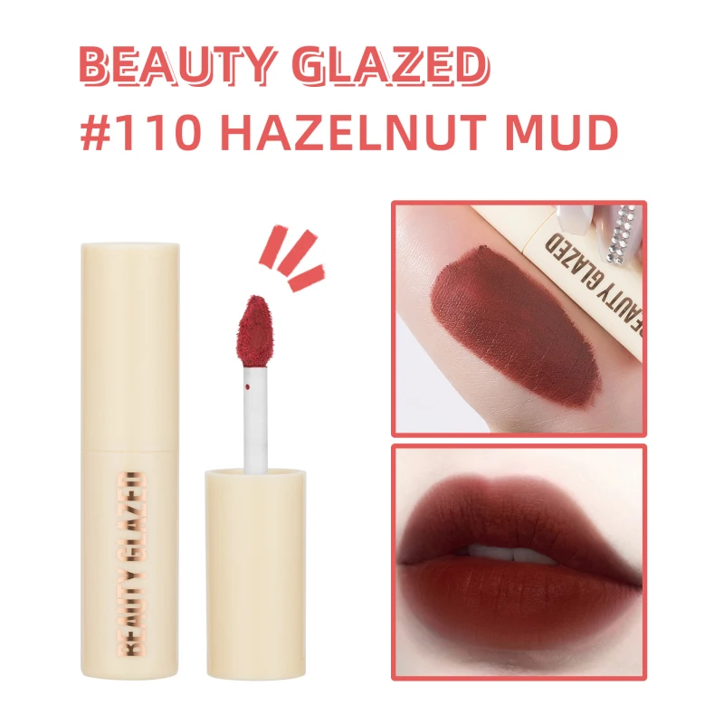 BEAUTY GLAZED 12 Colors Lipstick Waterproof Long Lasting Matte Velvet Lip Tint Gloss Makeup Silky Glaze Cosmetics TSLM1 | Красота и