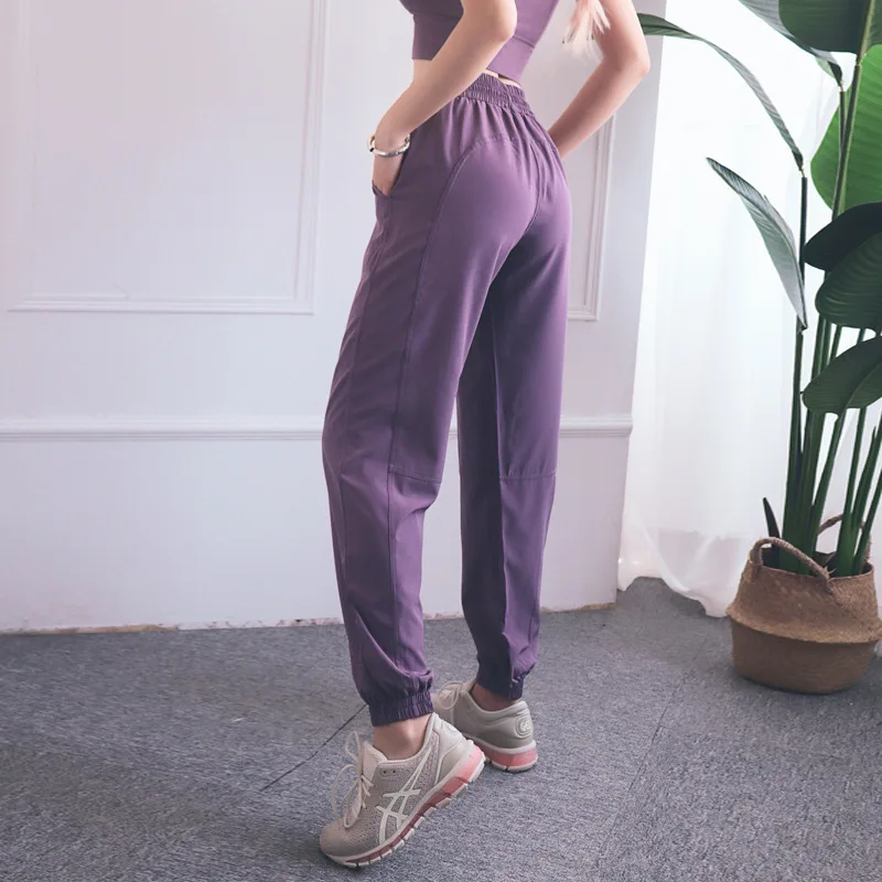HTLD сплайсированные свободные шаровары брюки с карманами для женщин фитнес спортивные брюки дышащие повседневные брюки карго pantalon Femme - Цвет: Фиолетовый