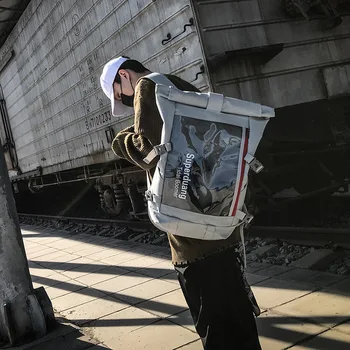 

Backpack male trend super fire fashion street backpack large capacity casual travel bag college student bag female