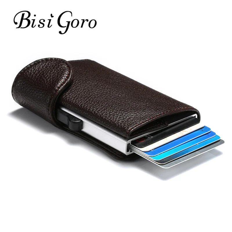 

BISI GORO Rfid Card Wallets Men Wallets Money Bag Male Vintage Black Short Purse 2019 Small Slim Wallets Waterproof Card Holder