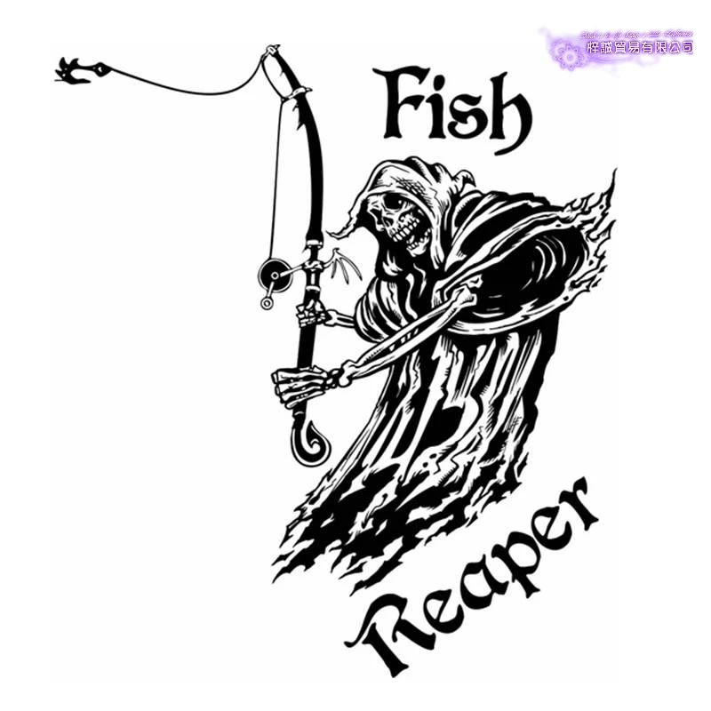 Pegatina Skull Decal Angling Tackle Shop Hollow Sticker Fish Fishing Monster Car Window Vinyl Decal Funny Poster Motorcycle
