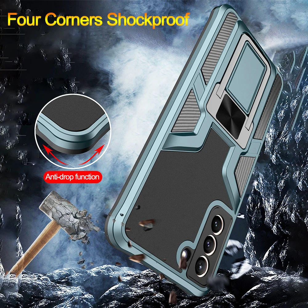 KEYSION Shockproof Case for Samsung S21 Ultra S20 Plus S21 FE Note 20 Ring Stand Back Cover For Galaxy A72 A52 A42 A32 A12 5G 5