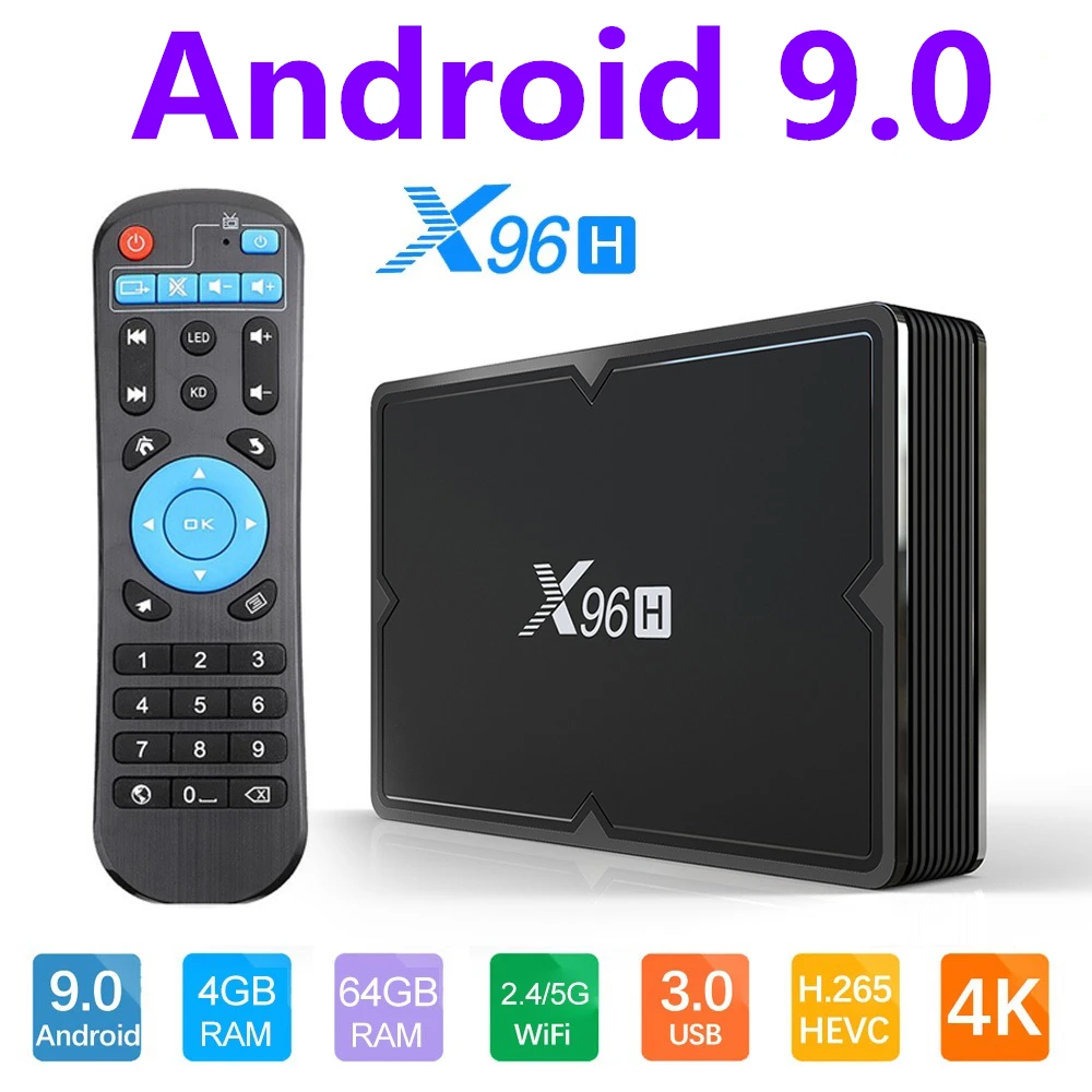 

Android 9.0 TV BOX X96H Smart TVBox Allwiner H603 Quad-core 2.4+5GHz Dual WiFi 6K HD Google Store Media Player Set Top Box