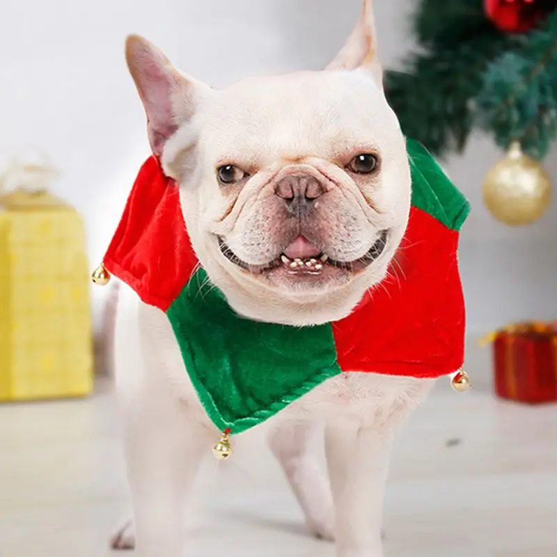 

Adjustable Cat Christmas Collar Pet Dog Puppy Bandana with Bells Santa Scarf