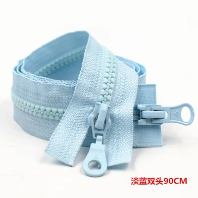 

Free shipping 5pcs/lot 5# 90cm Light blue double head resin zipper down sleeping bag open-end high-grade double slider zipper