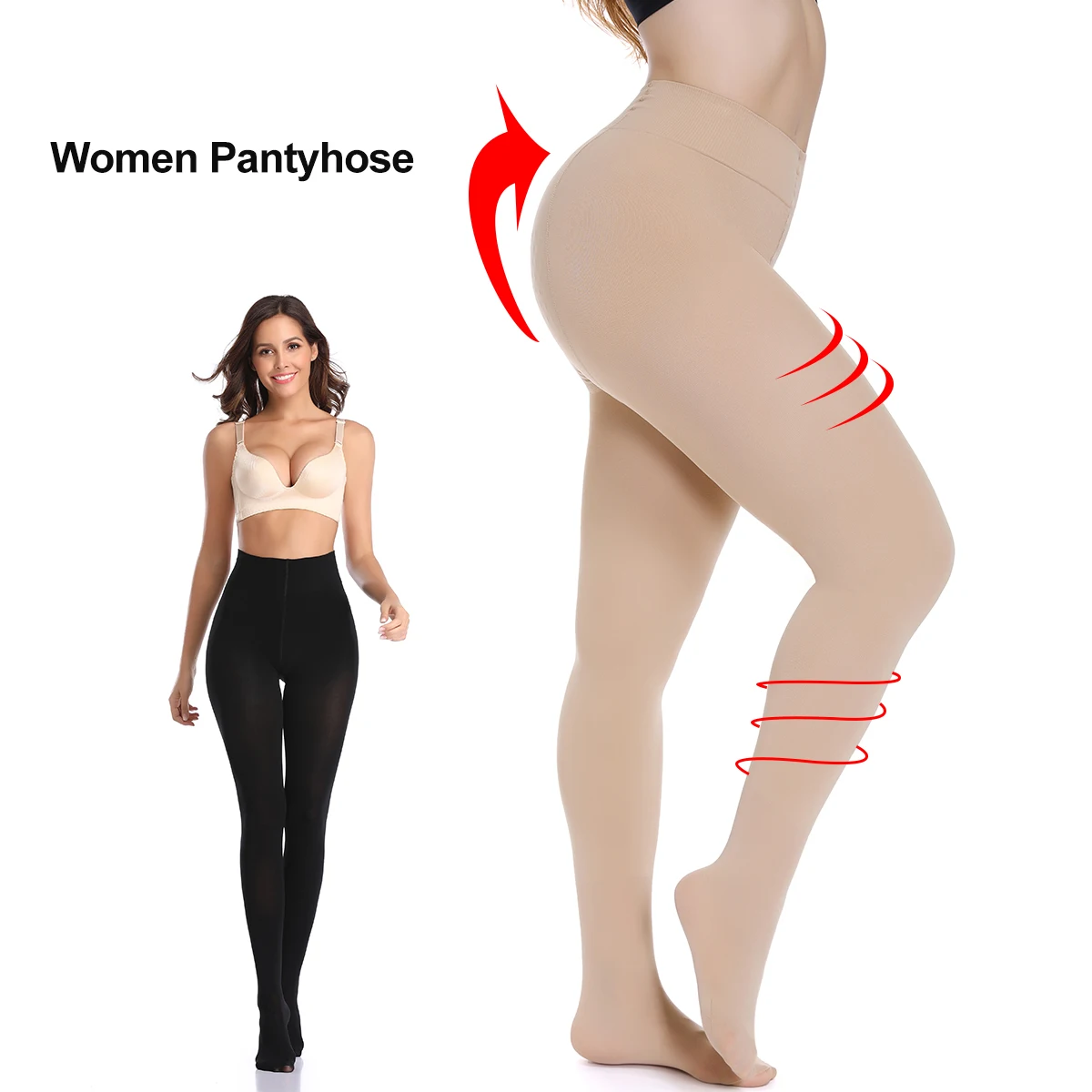 Sexy Nylon Stockings Pantyhose Women High Hosiery Mesh Opaque Tummy Control Slimming Shapewear