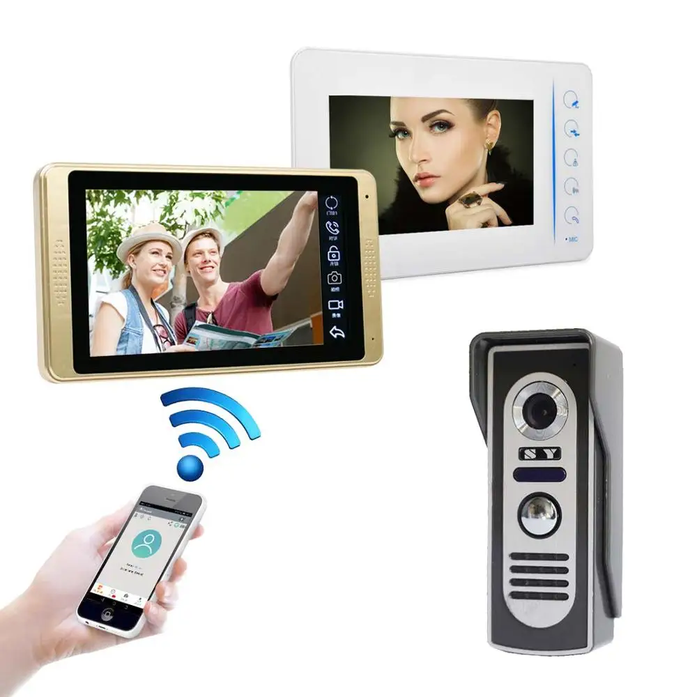 

7 inch Wired WIFI Video Door Phone Visual Video Intercom Speakerphone Intercom System With Android ios APP Control