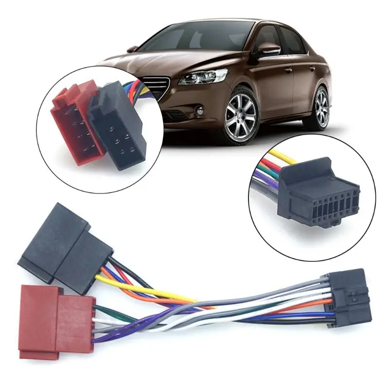 

16Pin Car Tail Line Stereo Radio Player ISO Wiring Harness Connector Cable