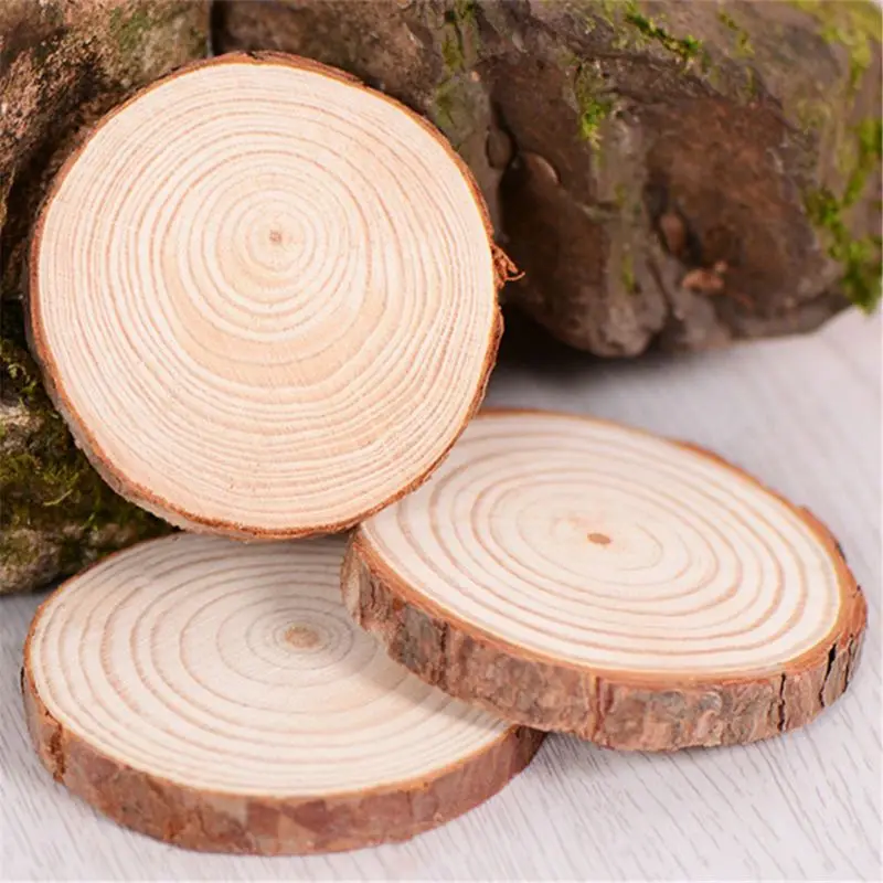 5 шт. необработанные натуральные круглые деревянные ломтики круги с деревом коры бревна диски DIY