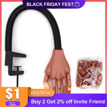 

Nail Art Hands Professional Practice Hand +100Pcs Nail Tips Adjustable Plastic Practice Model DIY Manicure Tool Flexible & Soft