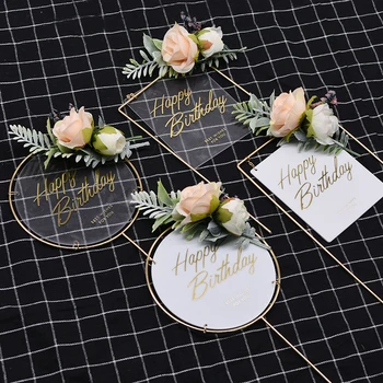 

Personalized Gold Silver Acrylic Cake Topper Happy Birthday Cupcake Decoration Baby Shower Cake Decoration Supplies
