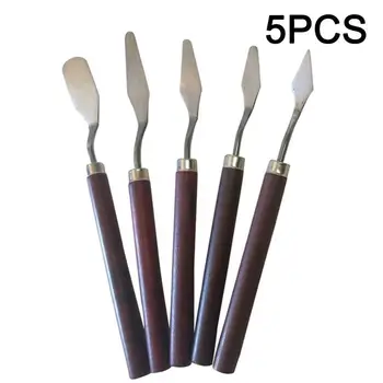 

5Pcs Professional Stainless Steel Spatula Kit Palette Knife for Oil painting Fine Arts Painting Tool Set Flexible Blades