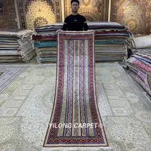 Yilong 2,5 'x8' винтажный персидский шелковый ковер для бегунов Isfahan Цветочные бегуны для прихожей кухни(HF351B