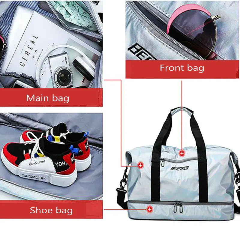 Женская сумка для фитнеса, цветные спортивные сумки с отделением для обуви и Влажные Сумки, сумки для путешествий, сумки для путешествий, спортивные сумки