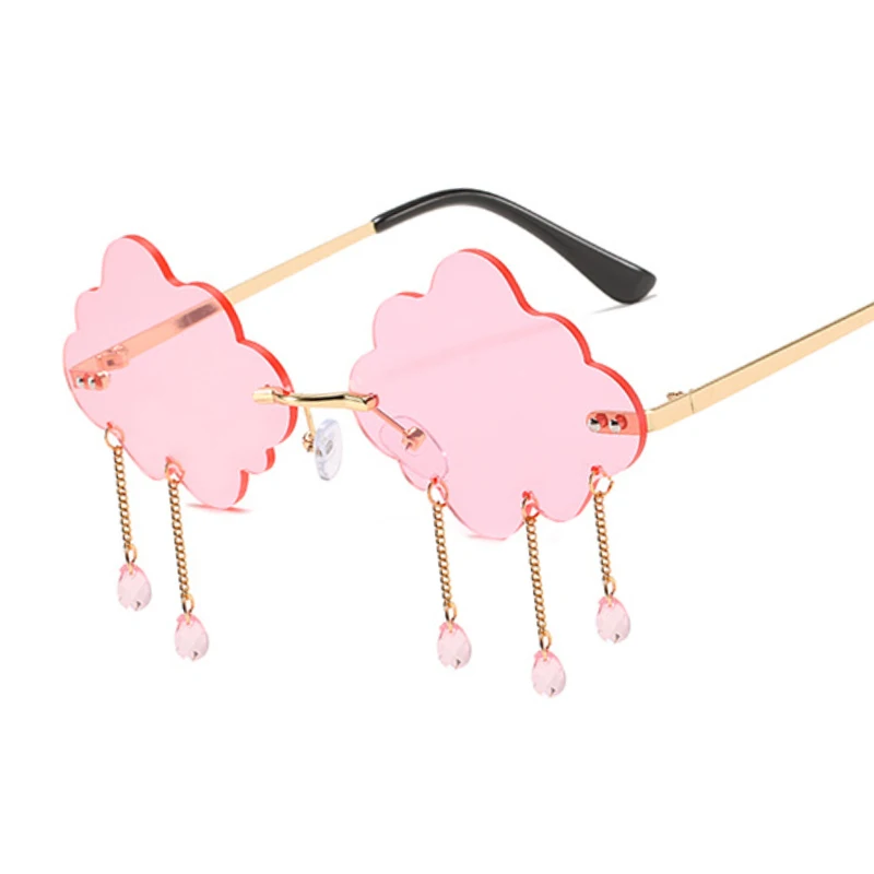 Vintage Rimless Sunglasses Woman Fashion Clouds Sun Glasses Female Retro Tassel Raindrop Trending Oculos De Sol Feminino_voghion.com