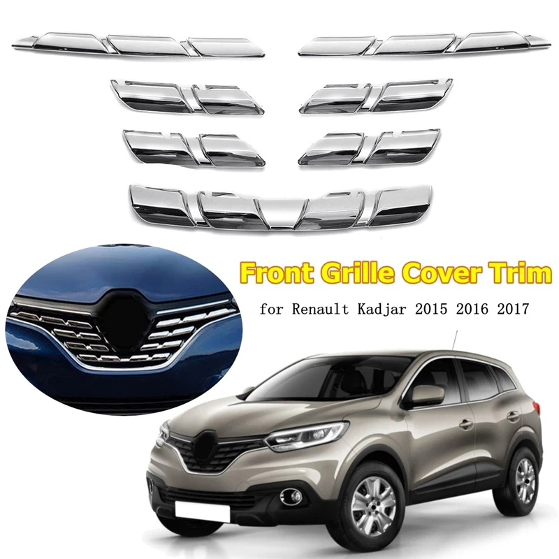 Автомобильный хромированный передний сетчатый бампер для радиатора Renault Kadjar 2015
