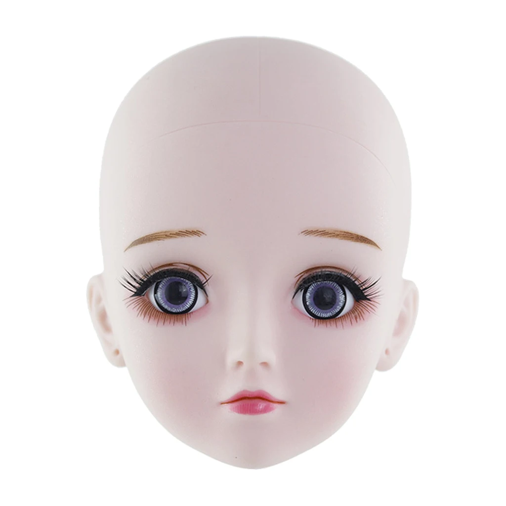 1/3 BJD Head Face Mold with 3D Eyes, Doll Replacement Body Parts, Practice Training Head Sculpt, Dolls Making & Repair