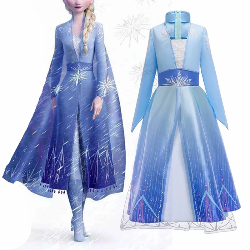2021 New Dress For Girls Birthday Party Up Princess Snow Queen Elsa Children Cosplay Vestidos | Детская одежда и обувь