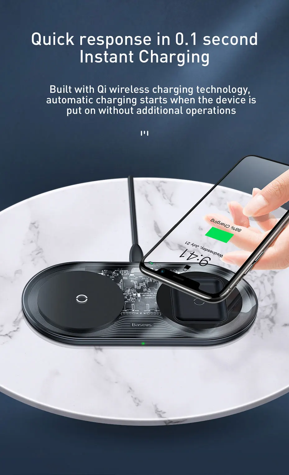 Беспроводное зарядное устройство Baseus Qi для Airpods iPhone 11 Pro Max Xs X Dual 15 Вт быстрая Беспроводная зарядка для samsung индукционное зарядное устройство
