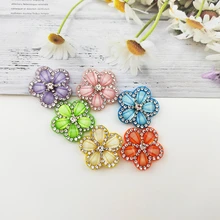 

20Pcs 2.5cm Acrylic&Rhinestone Flowers Headwear Appliques Crafts Decor Accessories Shoes Bags Clothes Stick on Patches Wholesale
