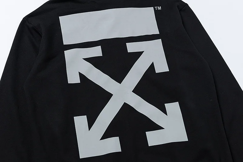 Off-white осень зима светоотражающий пуловер с капюшоном длинный рукав толстовка