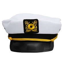 Unisex Navy Captain Boating Military Hat Cap White Vintage Skipper Sailors Adult Party Fancy Dress Cosplay Hat