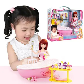 

Doll Large Dream Bathroom Set Gift Box Child Girl Play House Bath Toy Gift Bathroom Furniture And Doll Set For Kids Gift