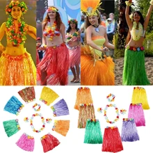 Забавные привлекательные Пластиковые волокна девушки дети Гавайский Хула Юбка Хула травяной костюм цветок юбка танец хула вечерние Гавайские пляж