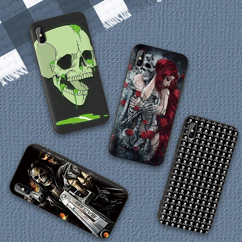 Череп для xiaomi 8 SE A2 LITE 6X mi X 2S 3 F1 9 CC9E CC9 9T A3 Pro мягкая Задняя накладка чехла из