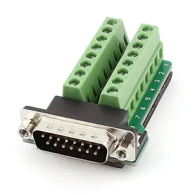 DB15 15Pin Male папа адаптер пластина RS232 к клеммной соединительной плате