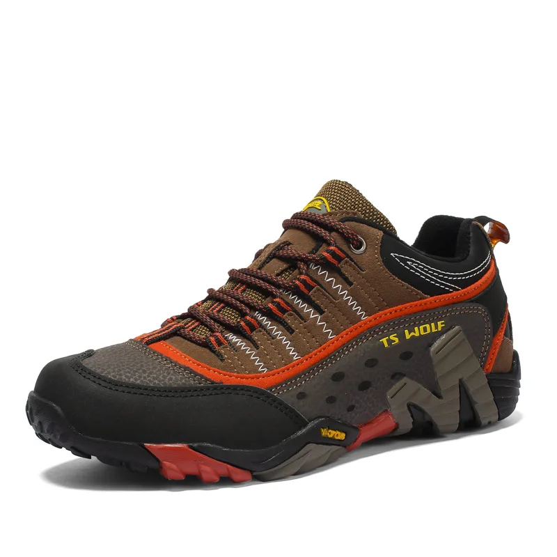 Мужская походная обувь водонепроницаемая кожаная обувь альпинистские мужские ботинки для похода на открытом воздухе пара повседневная горные туфли мужские дышащие - Цвет: 8006Khaki