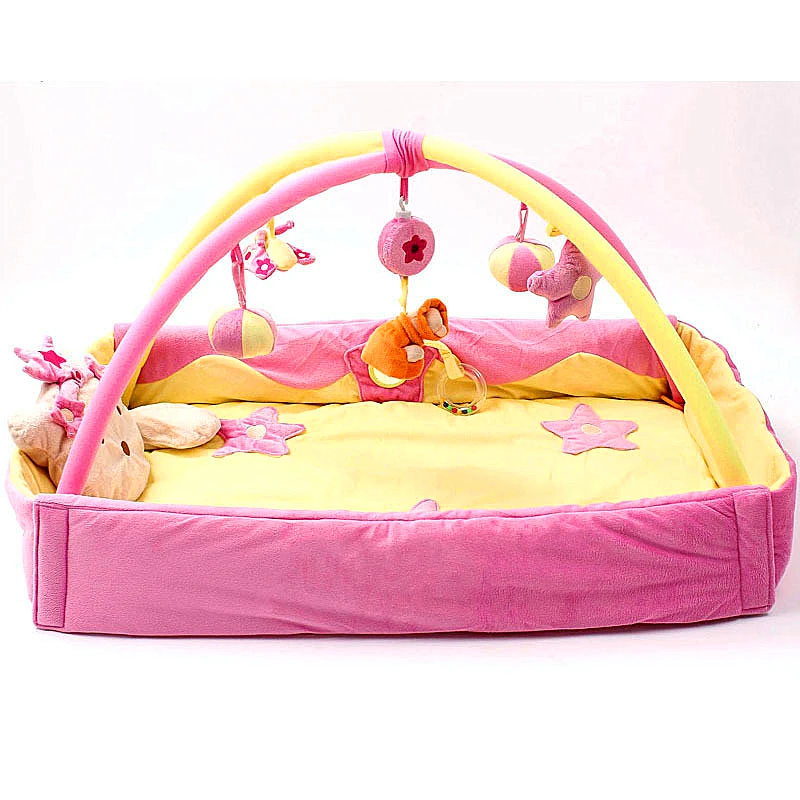 Детский игровой коврик Детские развивающие игры одеяло принцесса детский коврик для активных игр ползающий игровой коврик мобильные игрушки для люльки комплект кронштейн постельные принадлежности - Цвет: Розовый