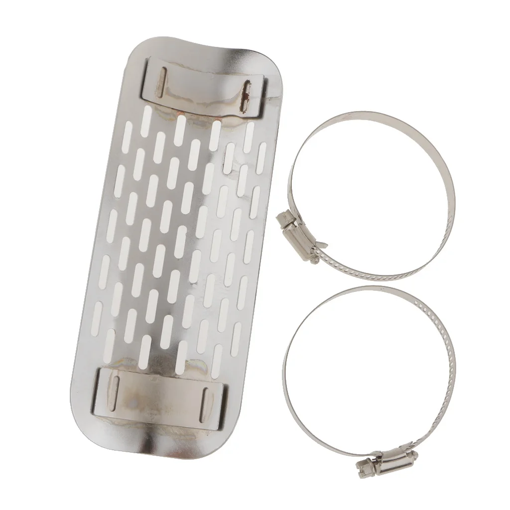 Good Pierced Oval Pipe Heat Shield Cover Exhaust Muffler Guard For Harley White