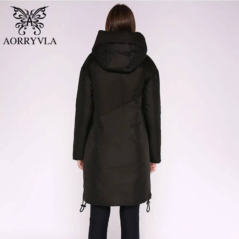 AORRYVLA Новая коллекция женские зимние пальто женский теплый капюшон пуховик пэчворк дизайн длинная объемная зимняя куртка с наполнителем из био-пуха